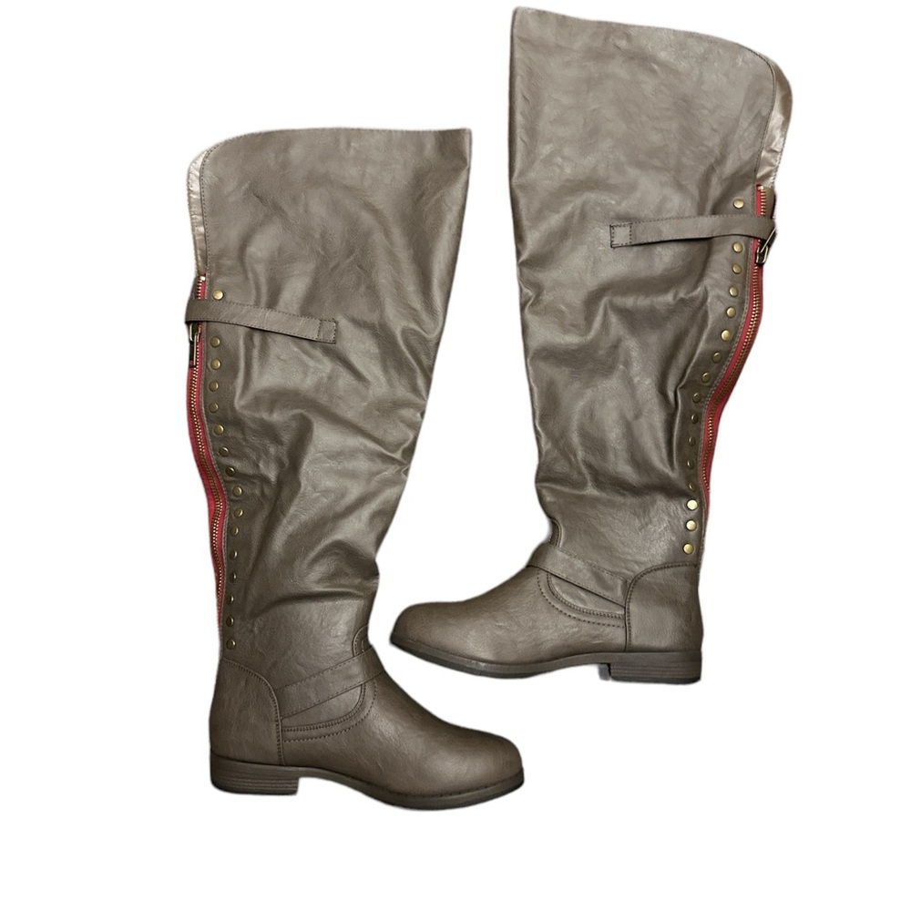 JOURNEE COLLECTION WOMEN'S KANE WIDE CALF BOOTS,BROWN,US SIZE 8.5 MEDIUM,NEW